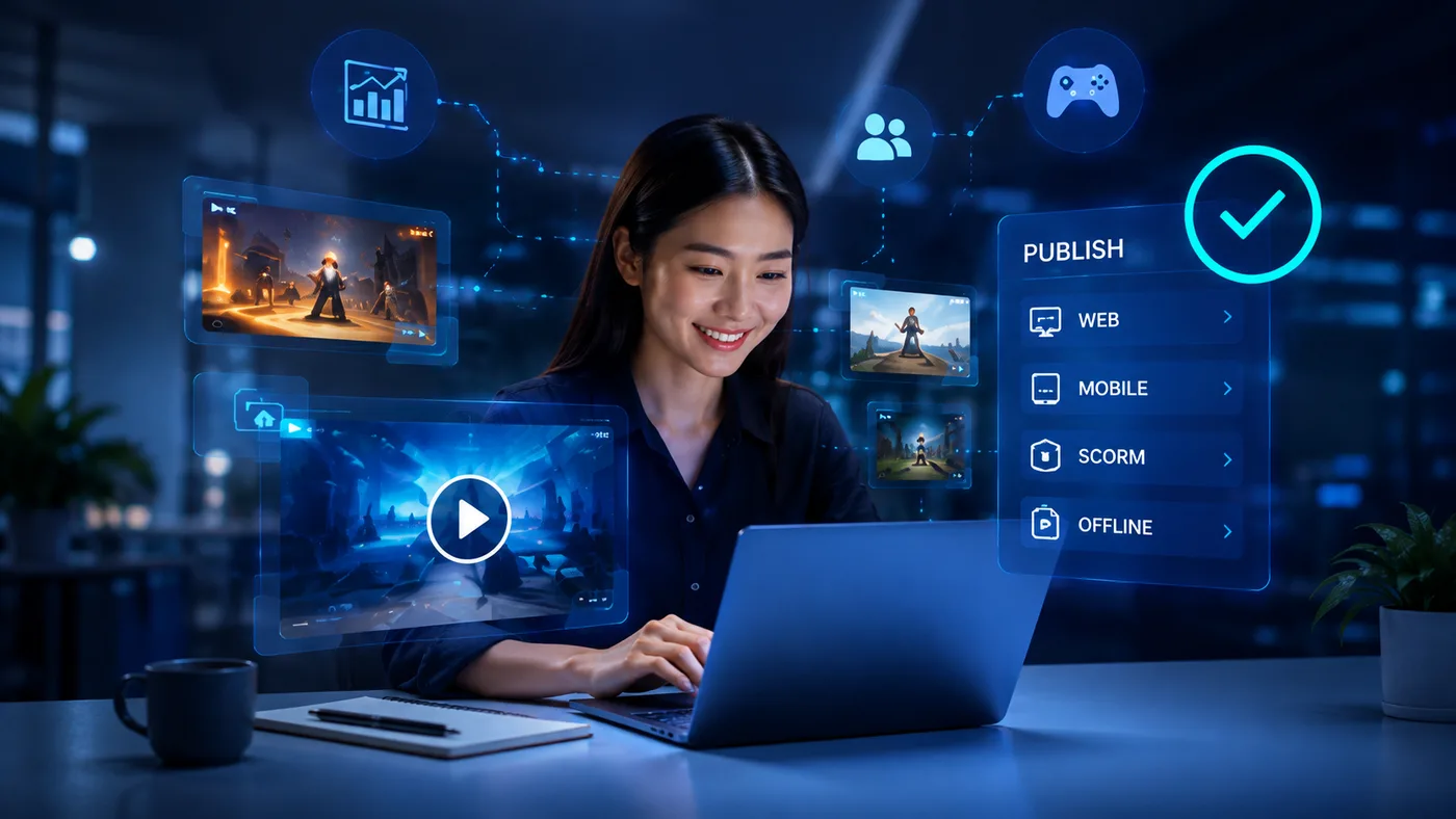 Xuất bản một game ra web, di động, SCORM hoặc gói chạy offline